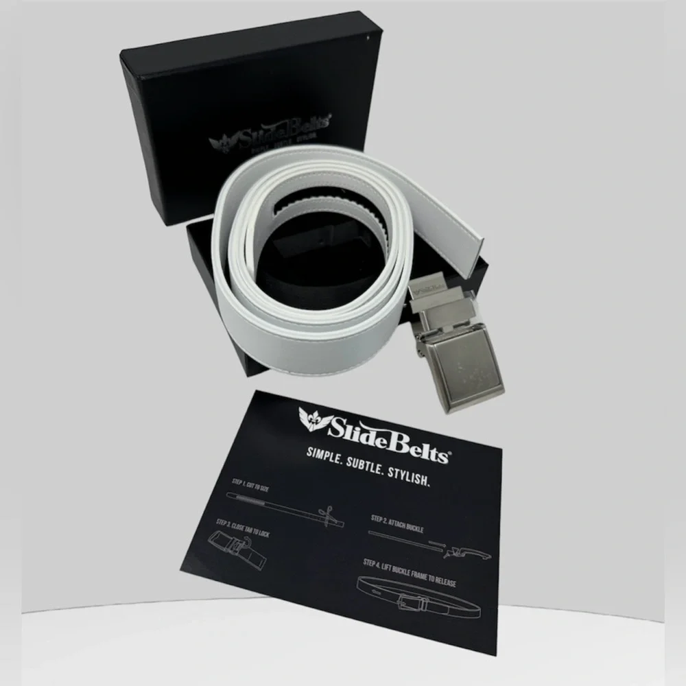 SlideBelts Classic White Belt (Simple,Subtle, Stylish)